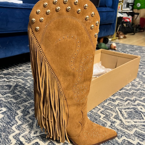 Jessica Simpson Shoes - Brown Suede Fringe Cowboy Boots